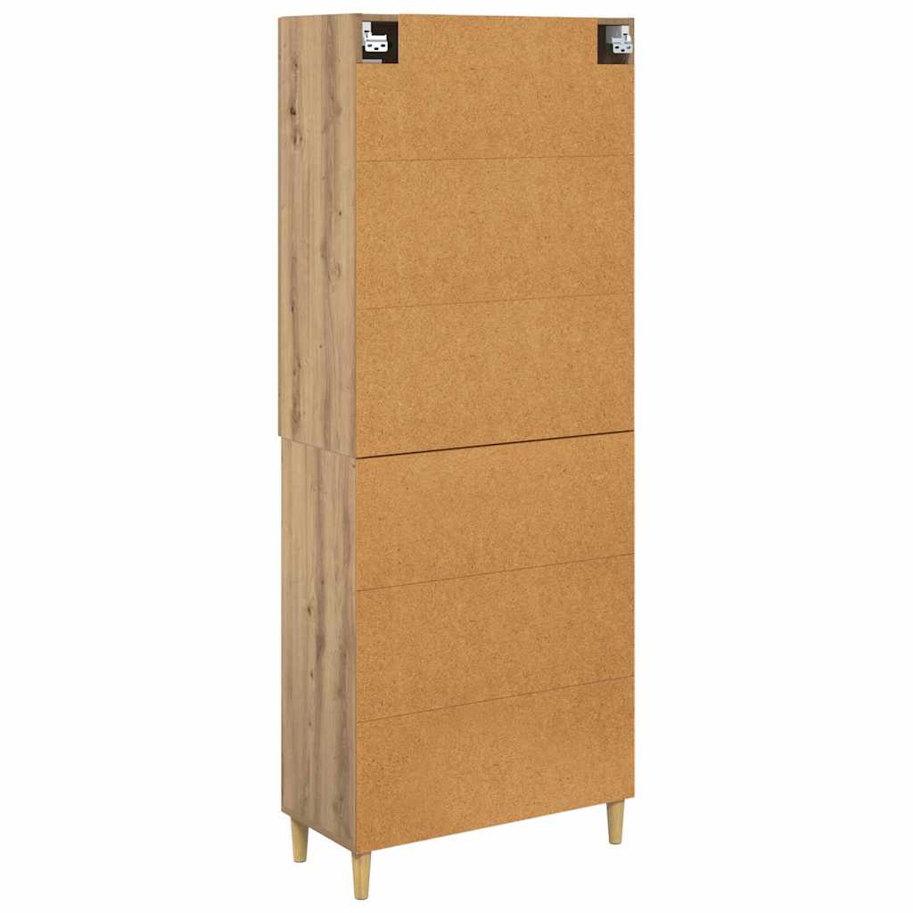 Highboard Altholz 69,5 x 34 x 180 cm Engineered Wood und Glas