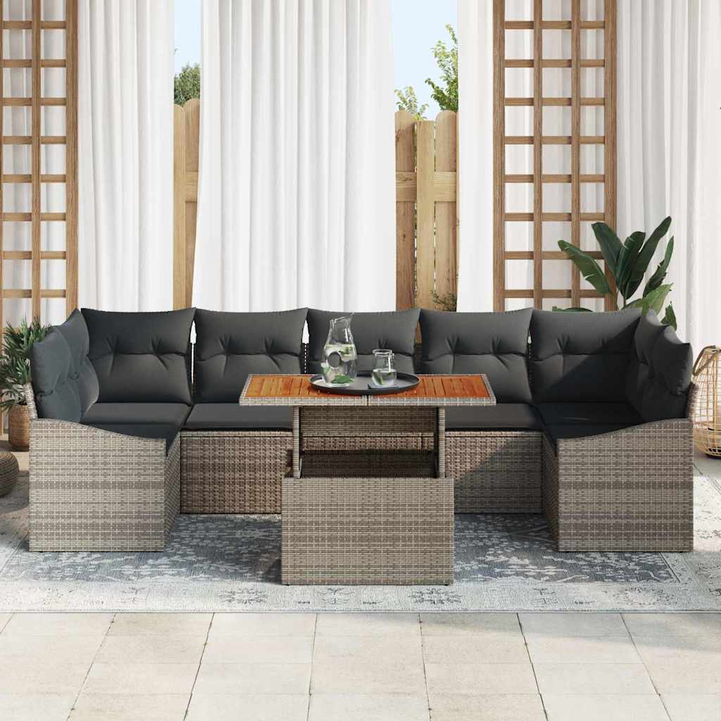Garten Essgruppe mit Kissen 8 pcs Schwarz und Creme
