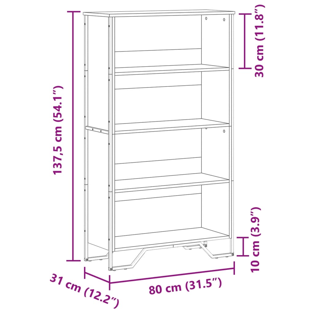 Bücherregal Schwarz 80x31x169 cm Holzwerkstoff