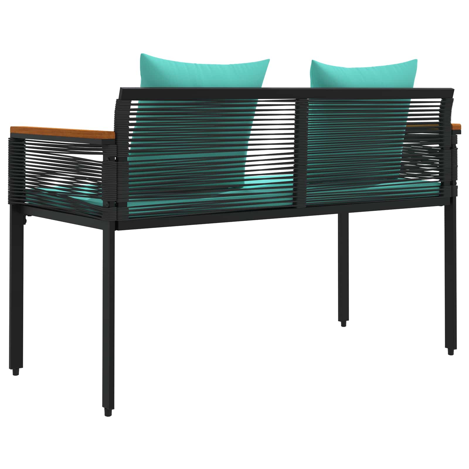 Bank Outdoor mit Kissen Schwarz 117 x 54 x 74,5 cm Poly-Rattan