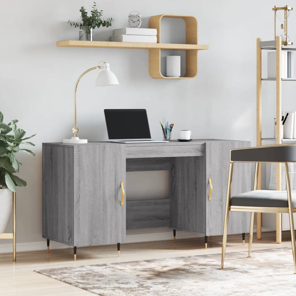 Schreibtisch Betongrau 140x50x75 cm Holzwerkstoff
