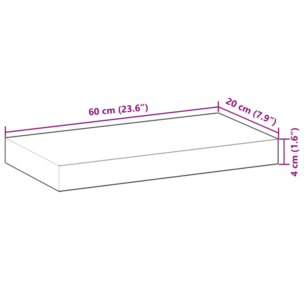 Tischplatte 40x20x2 cm Rechteckig Massivholz Akazie