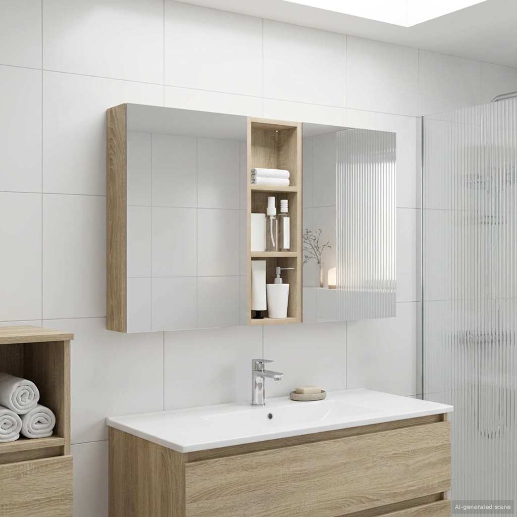 Badezimmerschrank-Set 3 pcs 80 x 10,5 x 50 cm Holzwerkstoff
