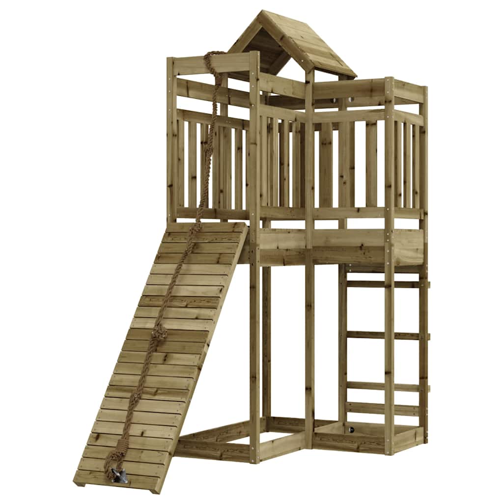 Spielturm mit Kletterwand Massivholz Kiefer