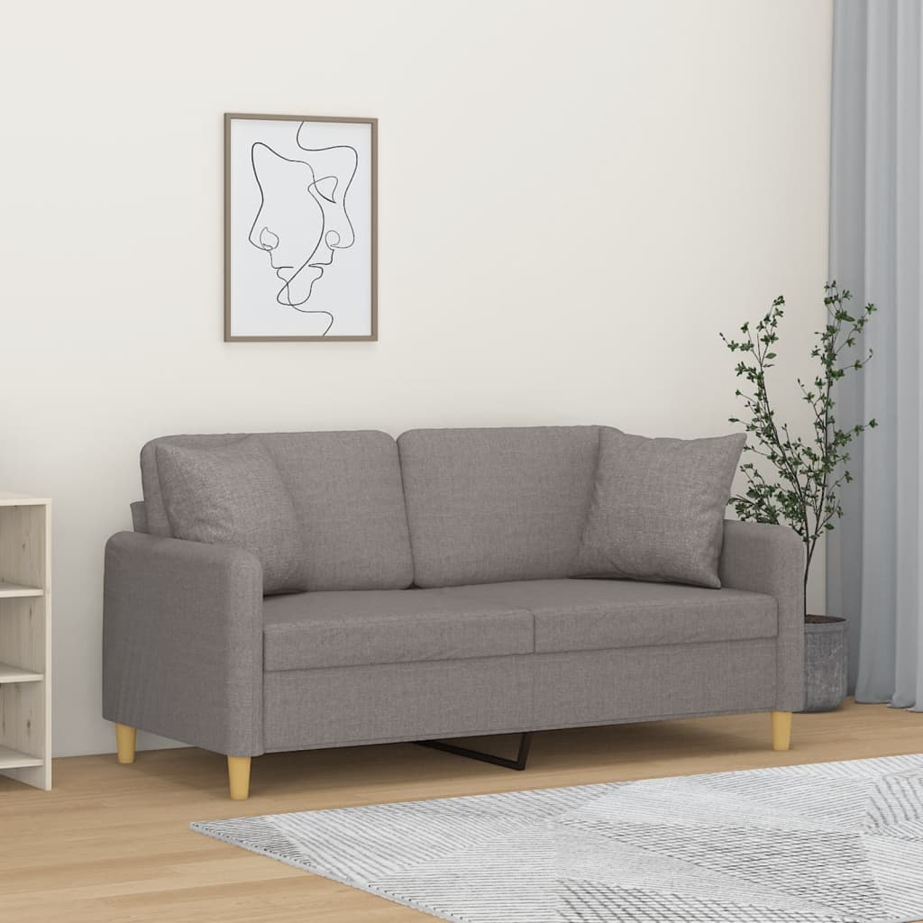 2-Sitzer-Sofa mit Zierkissen Braun 120 cm Stoff