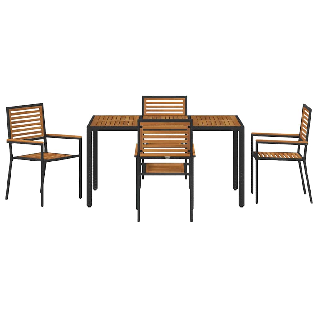 Garten Essgruppe 3 pcs Schwarz und Braun Poly-Rattan