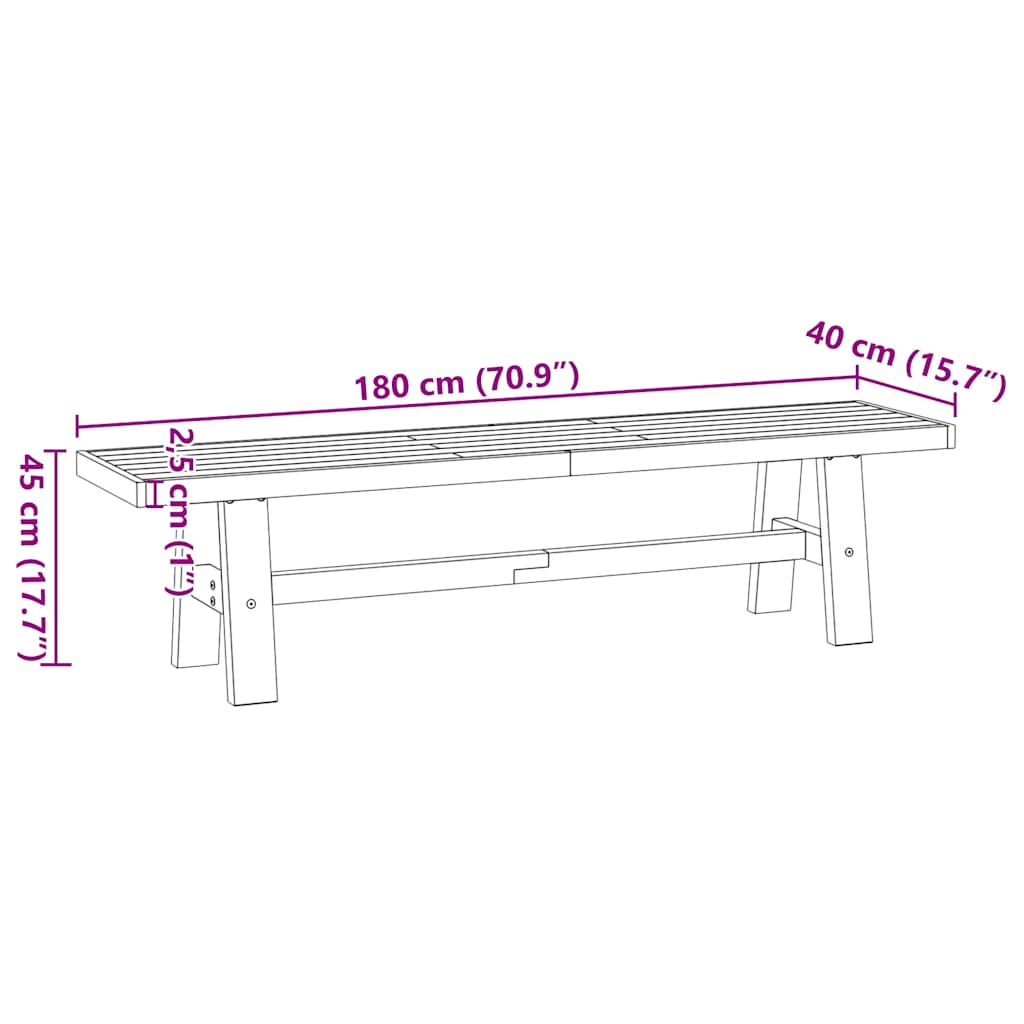 Esstischbank NOAIN 180 x 41 x 45 cm Massives Kiefernholz