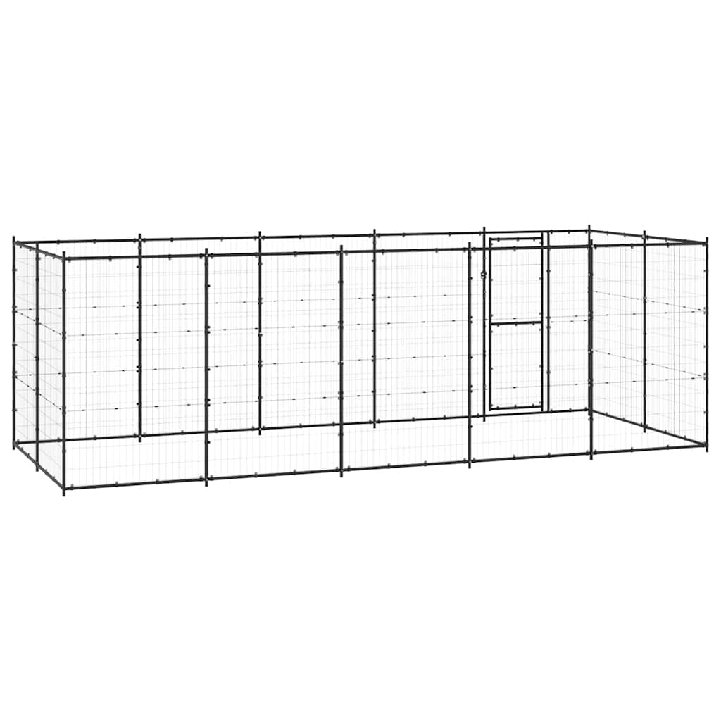 Outdoor-Hundezwinger mit Überdachung Stahl 7,26 m²