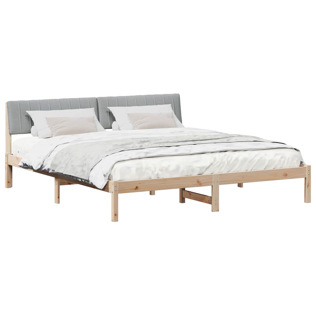 Bettgestell Braun und hellgrau 200 x 200 cm Massivholz Kiefer