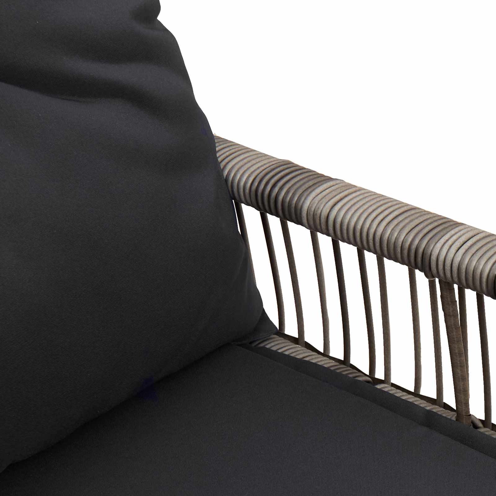 Bank Outdoor mit Kissen 4 pcs Schwarz und Cremeweiß Poly-Rattan