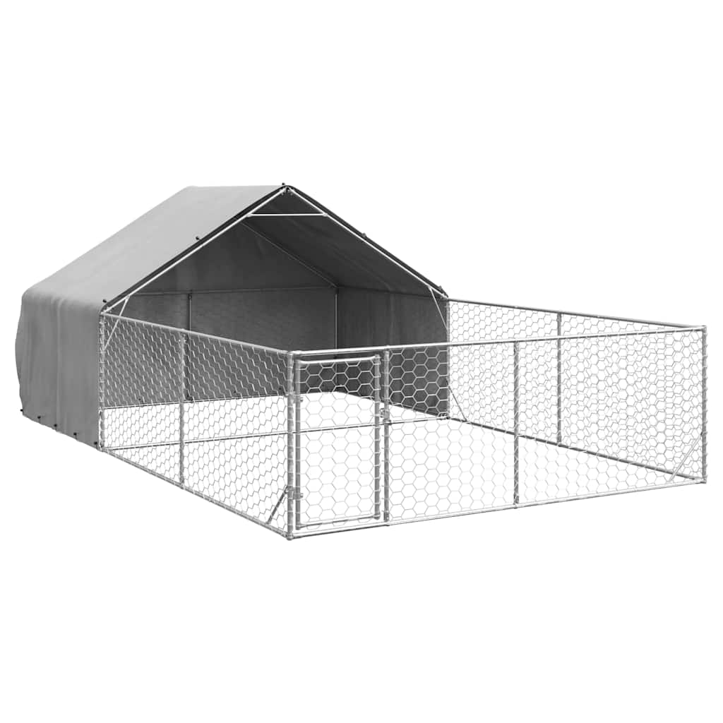 Outdoor-Hundezwinger mit Auslauf 3x3x1,9 m Verzinkter Stahl