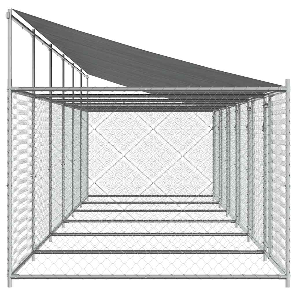 Hundezwinger mit Dach und Tür Grau 2x2x2 m Verzinkter Stahl