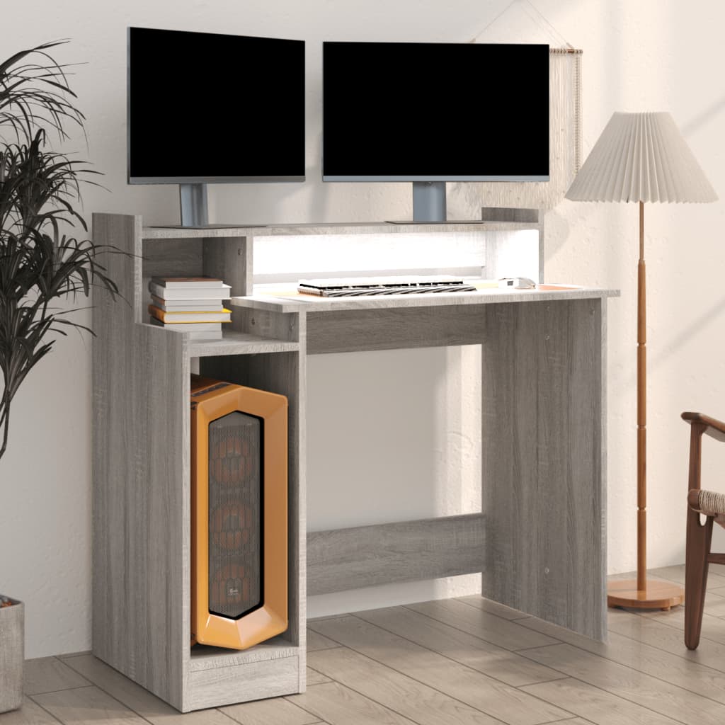 Schreibtisch mit LEDs Weiß 97x45x90 cm Holzwerkstoff