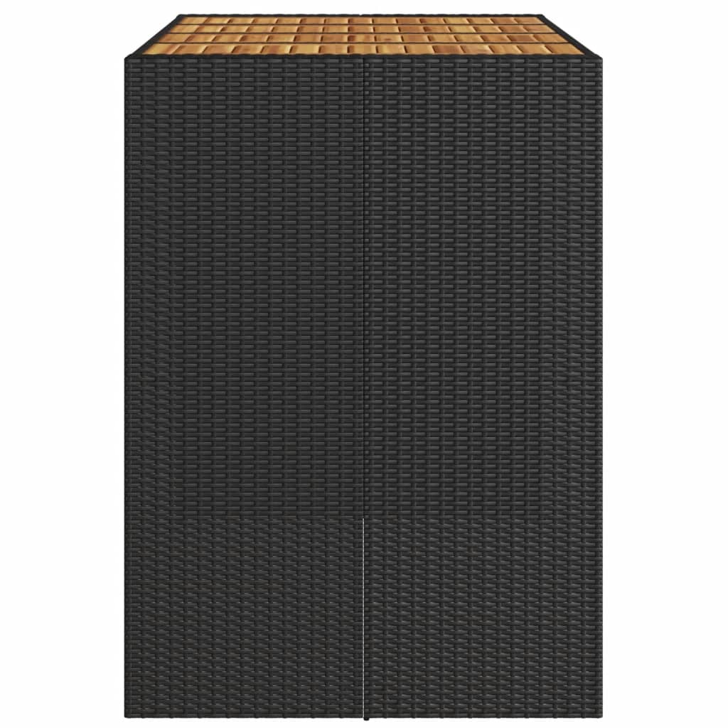 Garten-Bartisch mit Holzplatte Schwarz 105x80x110 cm Polyrattan