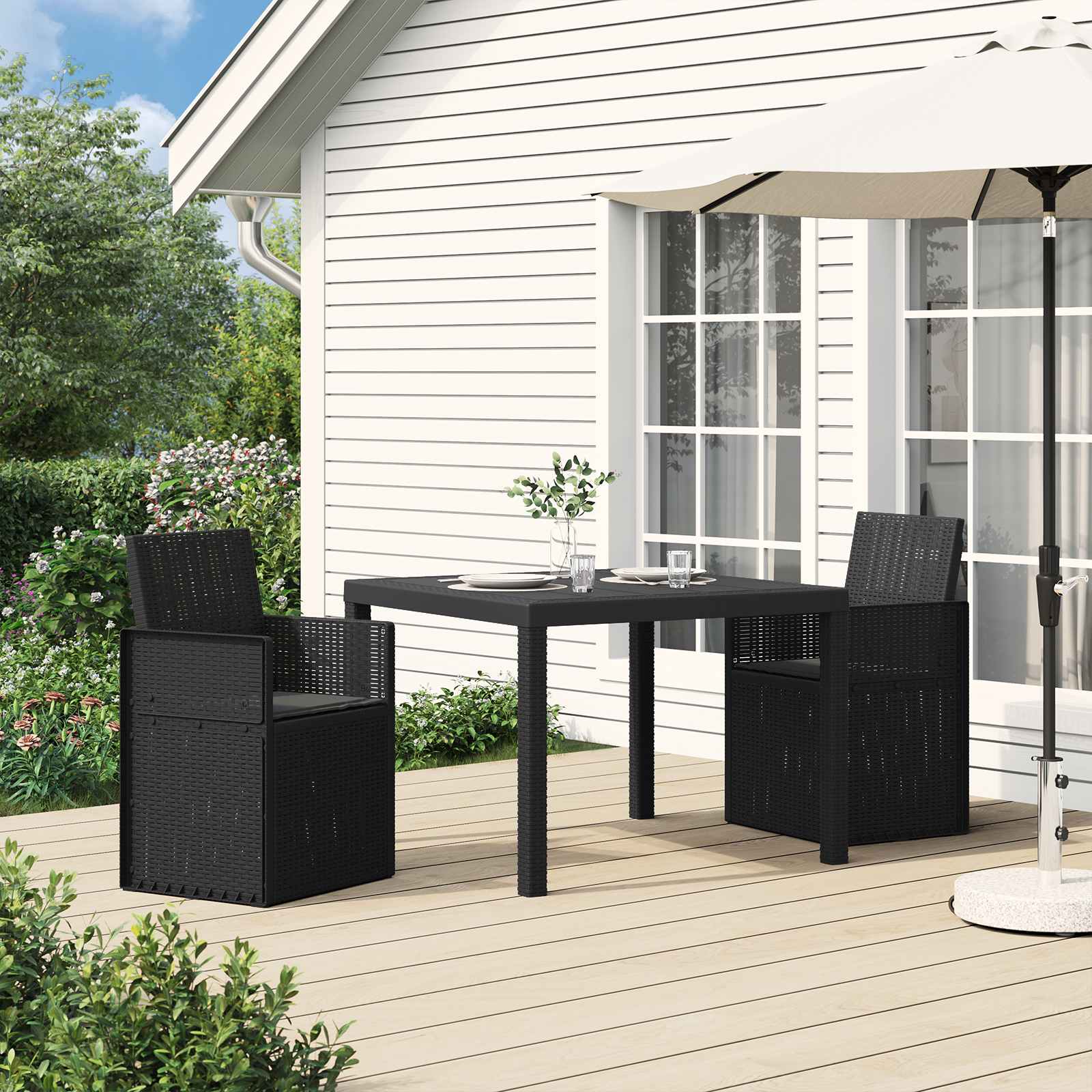Garten Esszimmerstühle 2 pcs Weiß und Hellgrau PP