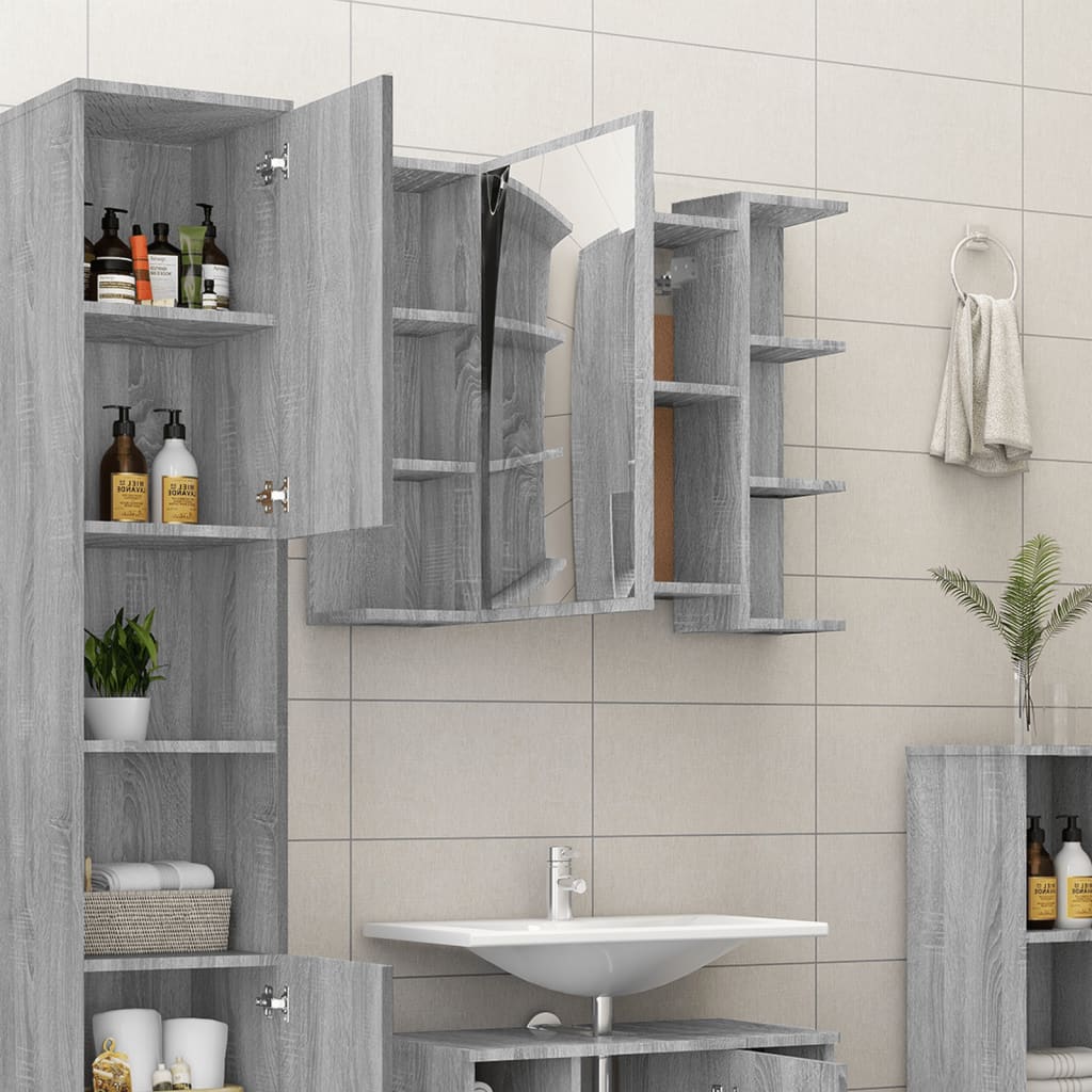 Bad-Spiegelschrank Weiß 80x20,5x64 cm Holzwerkstoff