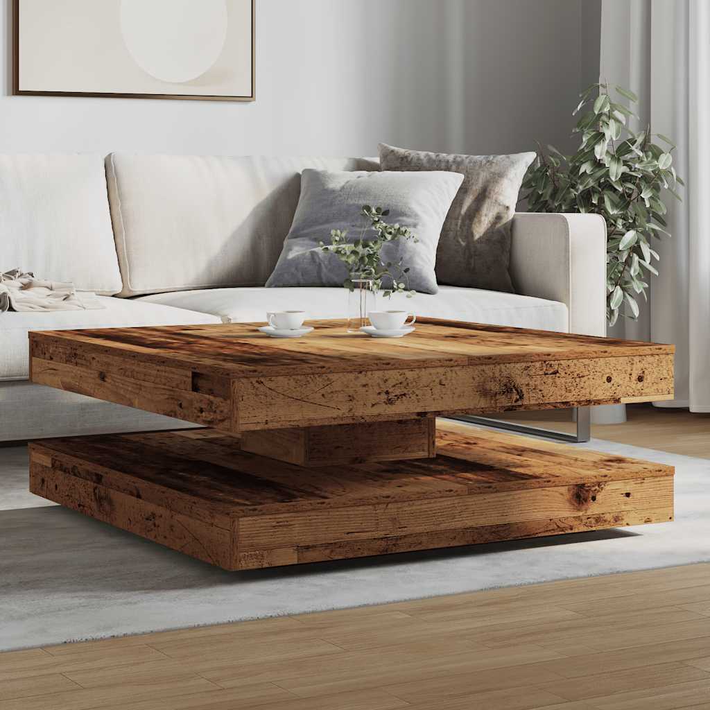 Couchtisch 360-Grad Drehbar Weiß 90x90x34,5 cm