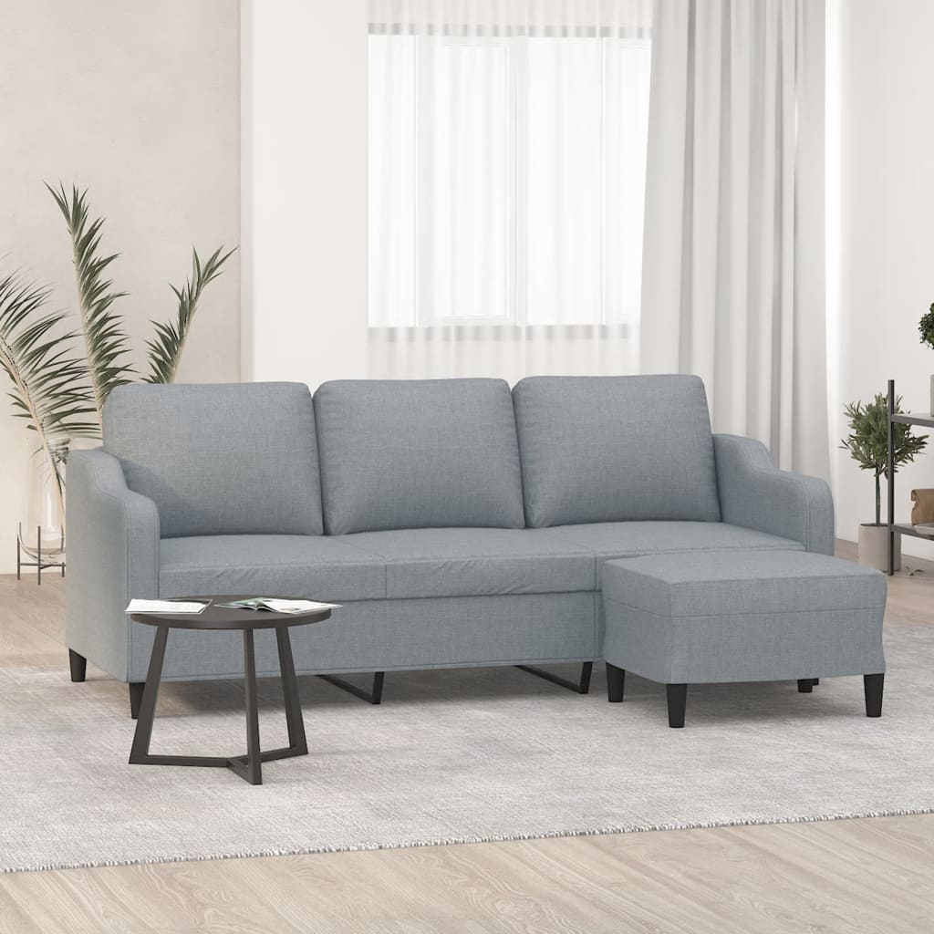 3-Sitzer-Sofa mit Hocker Braun 180 cm Stoff