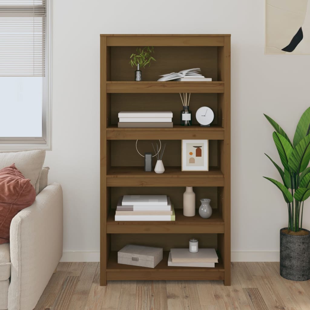Bücherregal Grau 80x35x68 cm Massivholz Kiefer