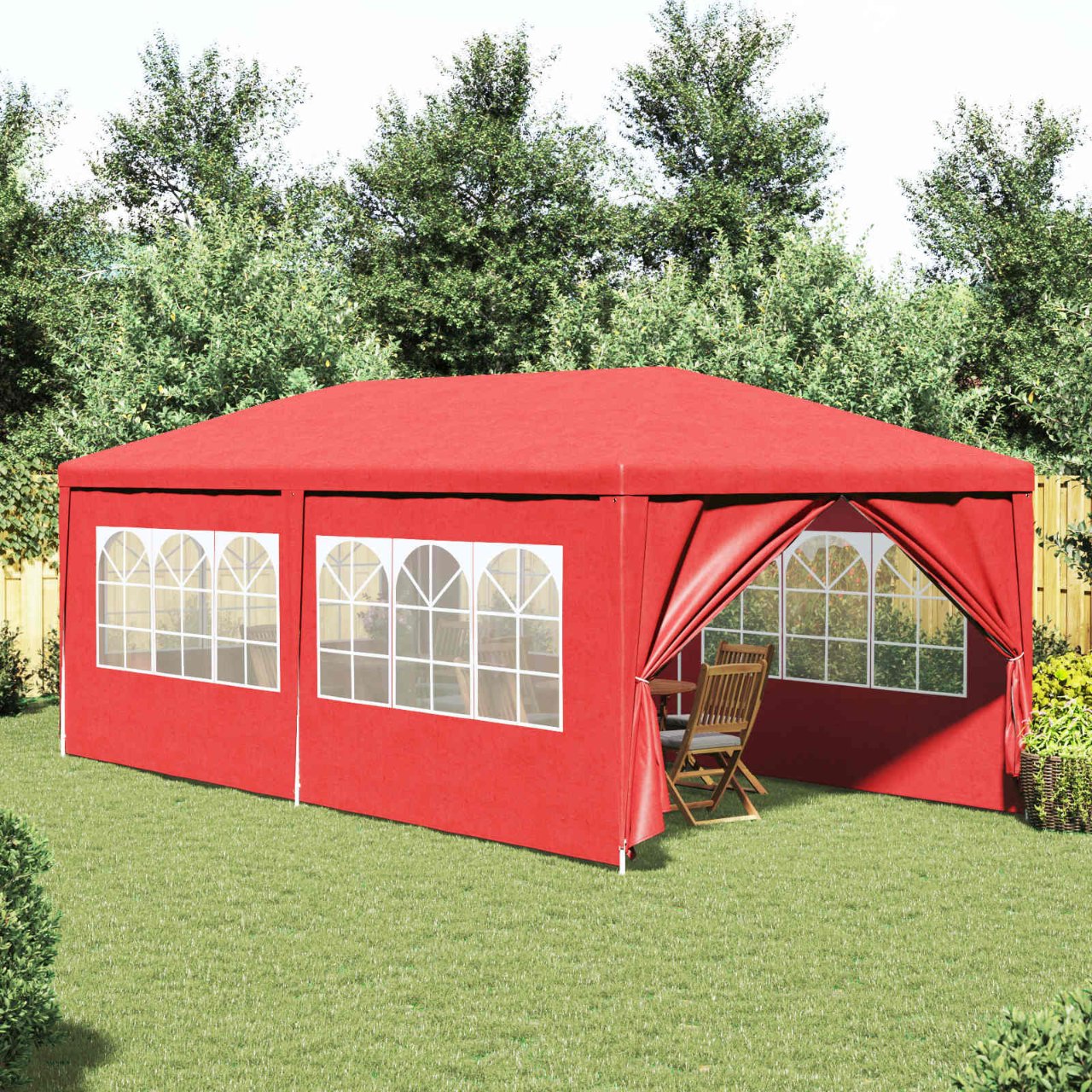 Party-Zelt 400 x 300 x 255 cm Rot PE und Stahl
