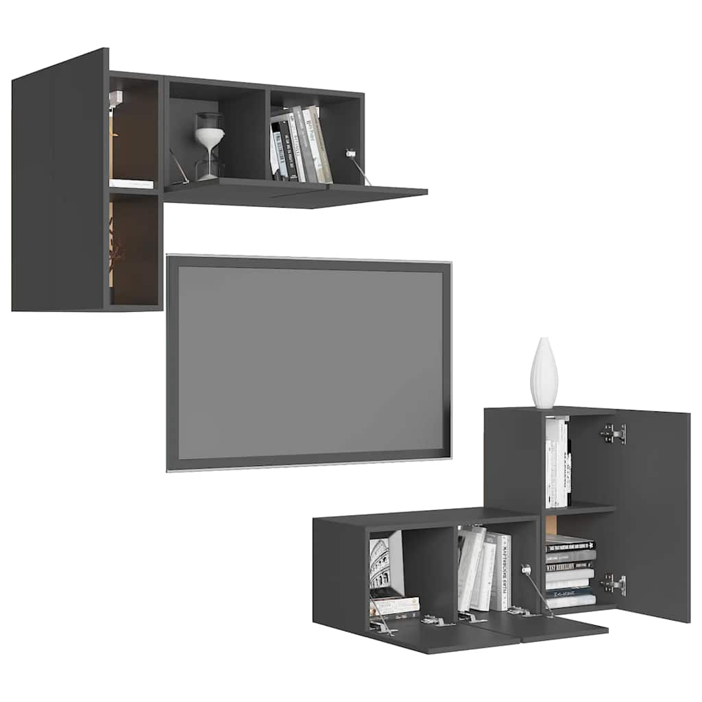 4-tlg. TV-Schrank-Set Weiß Holzwerkstoff