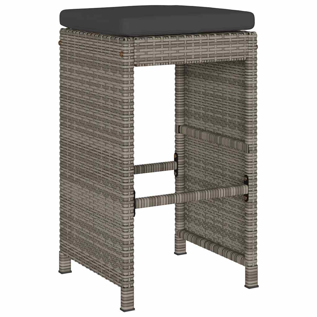 Garten-Barhocker mit Kissen 2 Stk. Braun Poly Rattan