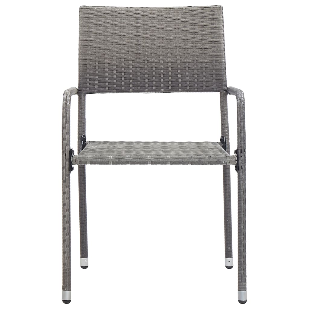 Garten-Essstühle 6 Stk. Stapelbar Schwarz Polyrattan