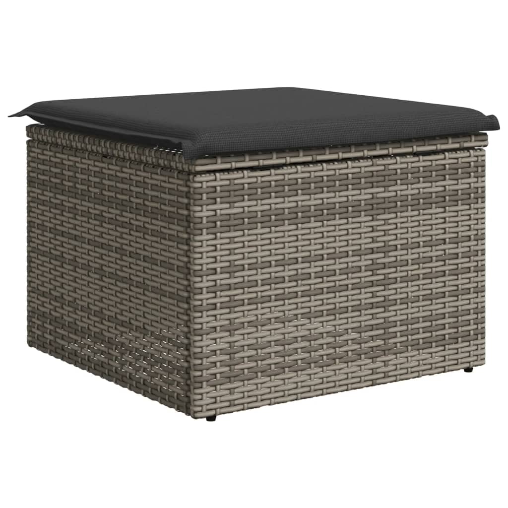 Gartenhocker mit Kissen Schwarz 55x55x37 cm Poly Rattan