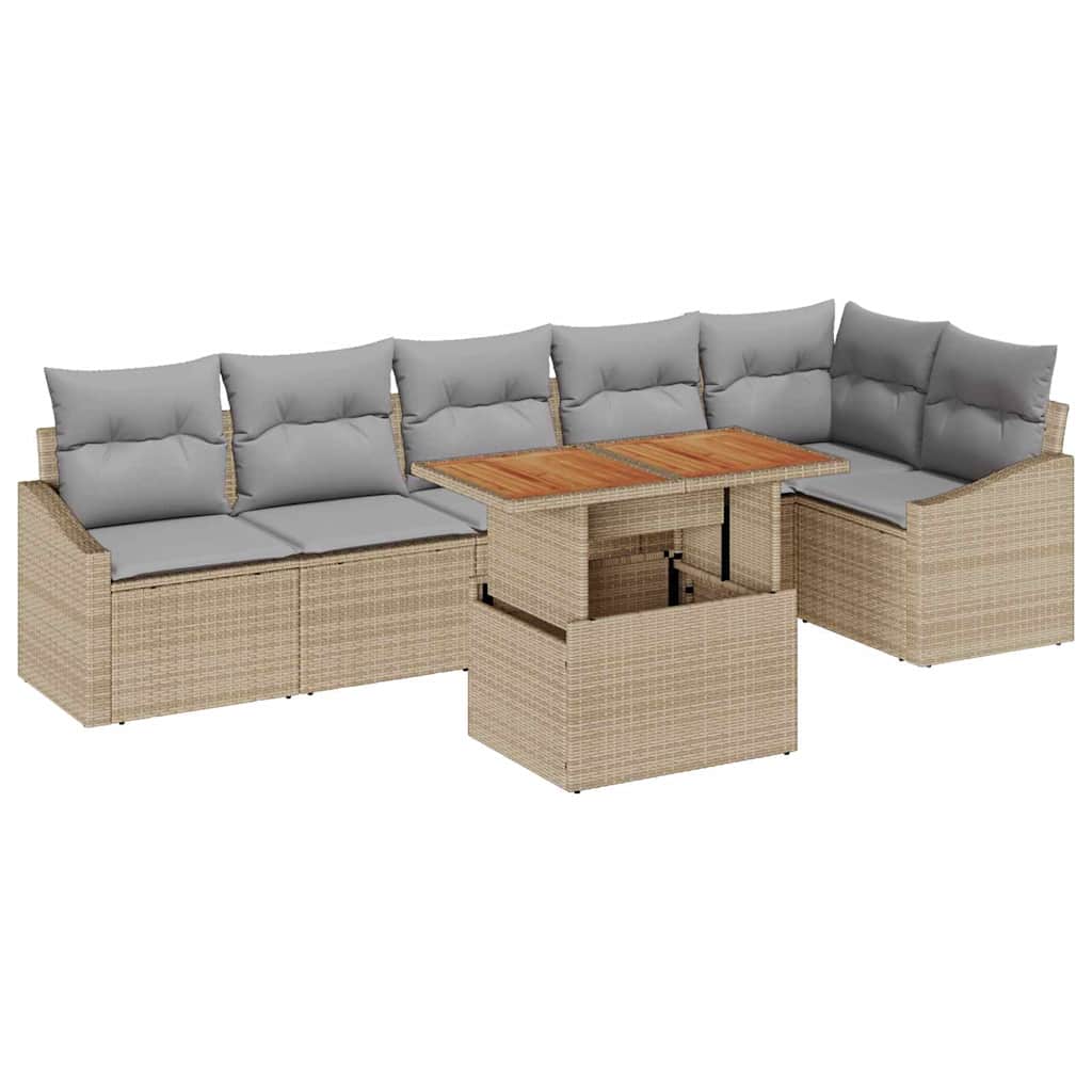 Garten Essgruppe mit Kissen 7 pcs Schwarz und Creme