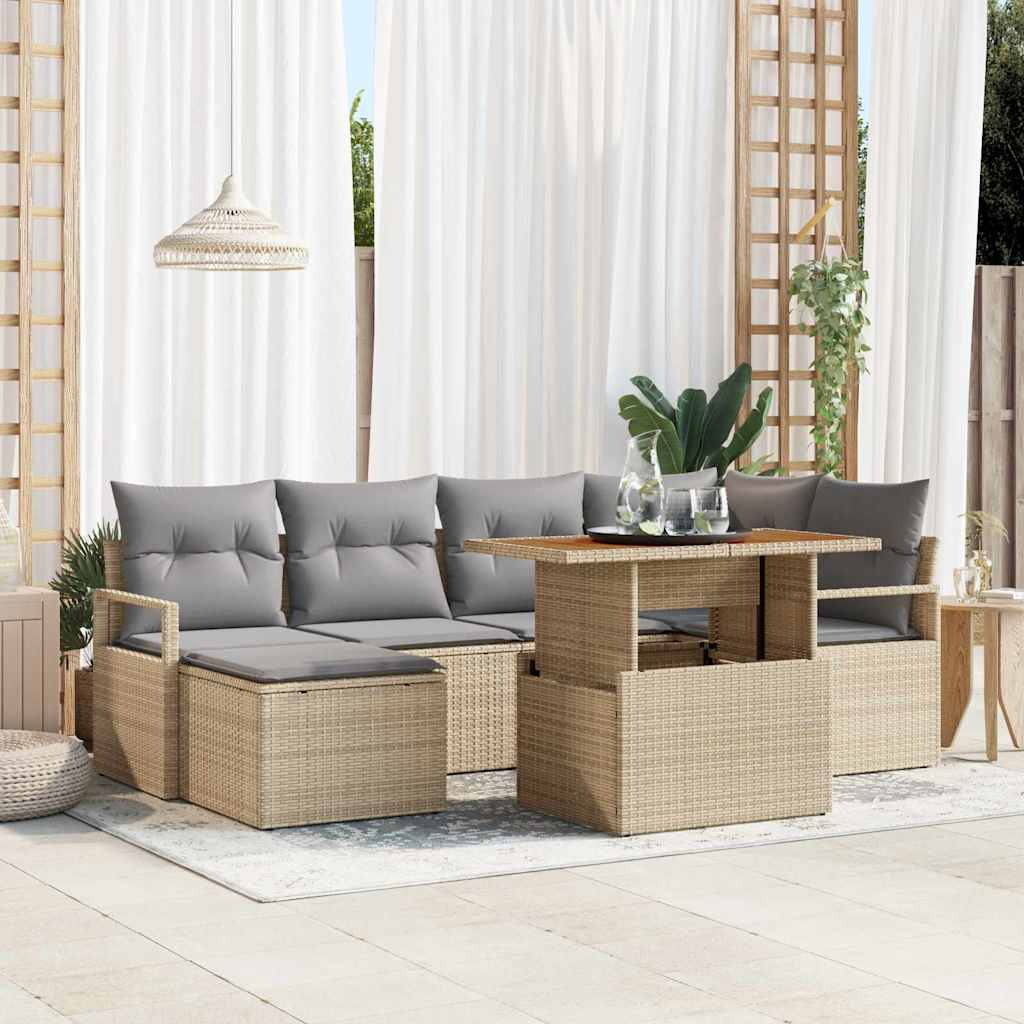 Garten Essgruppe mit Kissen 7 pcs Schwarz und Creme