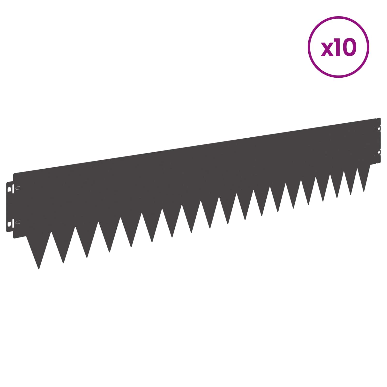 Raseneinfassung 10 pcs Länge Höhe 103 x 15 cm Stahl Schwarz