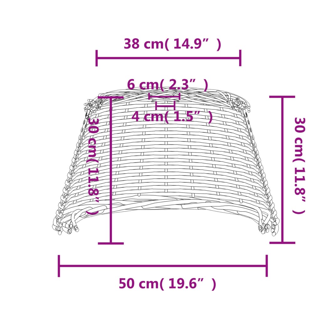 Lampenschirm Weiß Ø15x12 cm Korbweide