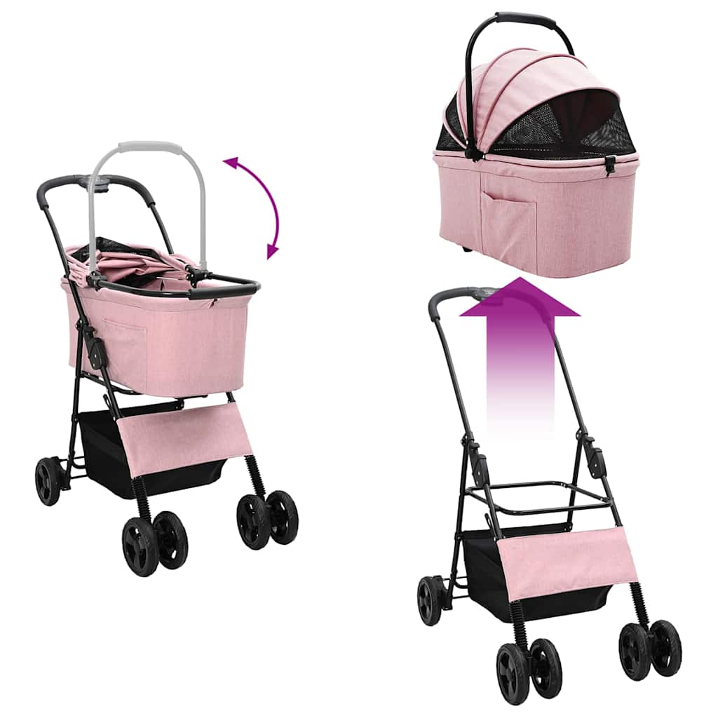 Faltbarer Haustierwagen Rosa 81 x 47 x 99 cm Polyester
