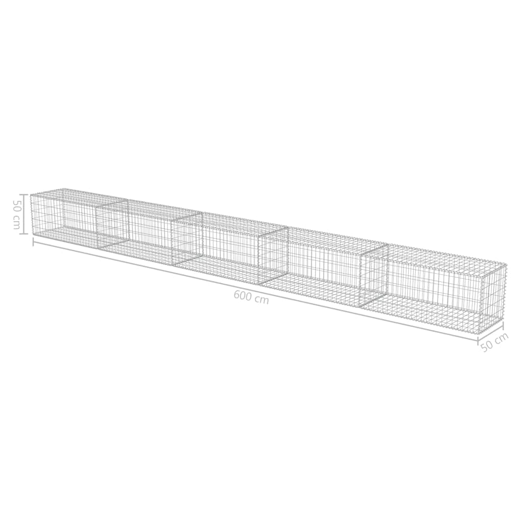 Gabionenwand mit Abdeckung Verzinkter Stahl 20×20×100 cm