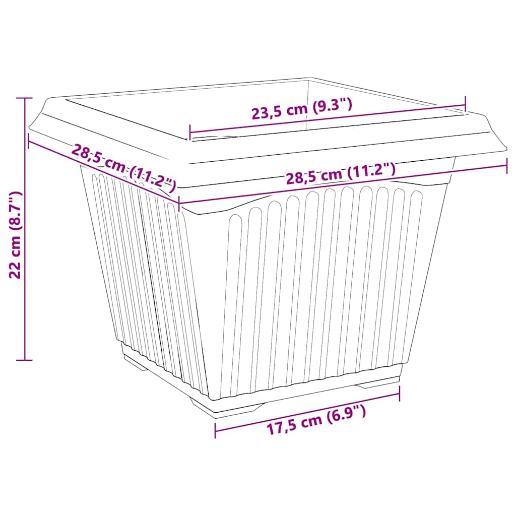 Blumentöpfe 6 pcs Ziegelrot 20 x 20 x 16 cm Kunststoff