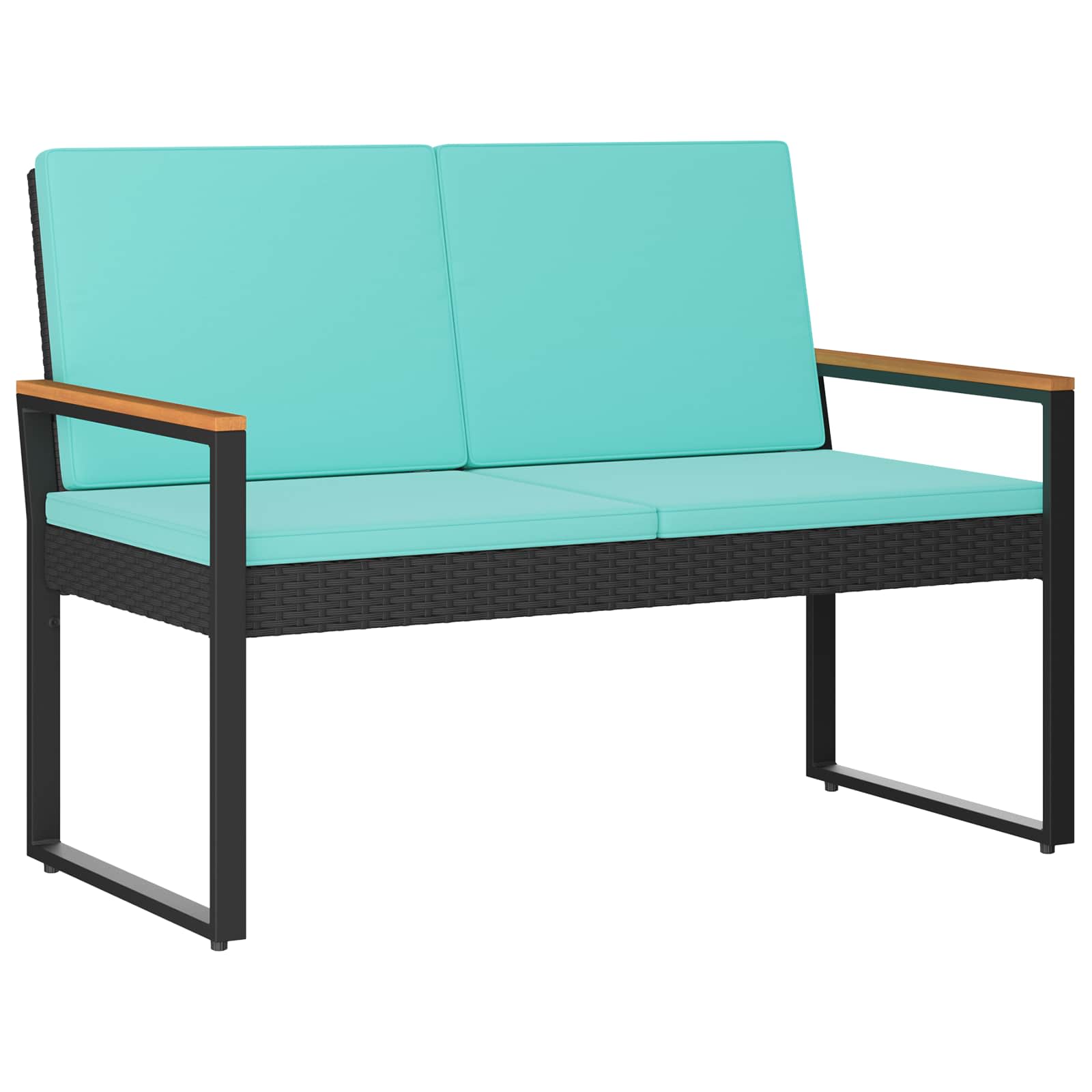 Bank Outdoor mit Kissen Schwarz 107 x 61 x 80 cm Poly-Rattan