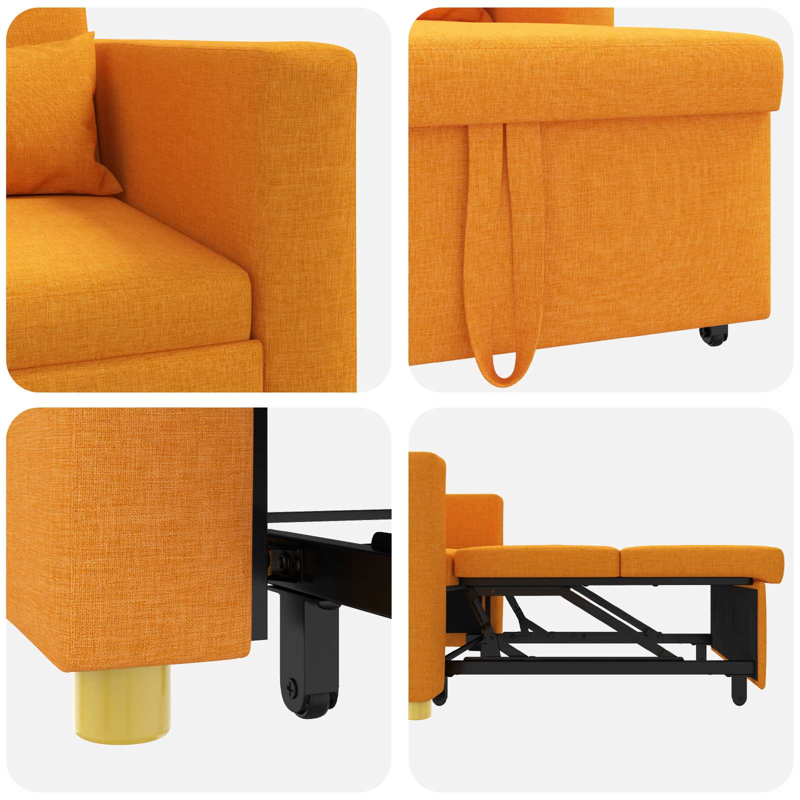 Ausziehbare Schlafcouch Einzel Hellgrau 90 x 165 x 87 cm Stoff
