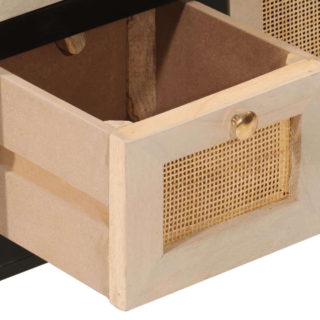 Nachttisch Schwarz 40x30x50 cm Massivholz Mango und Eisen