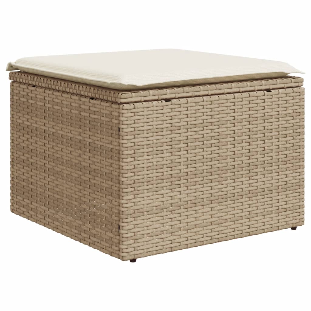 Gartenhocker mit Kissen Schwarz 55x55x37 cm Poly Rattan