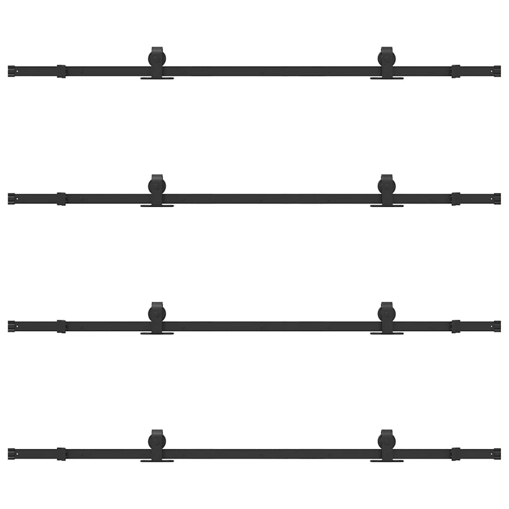 Schiebetürbeschlag-Set 183 cm Stahl Schwarz