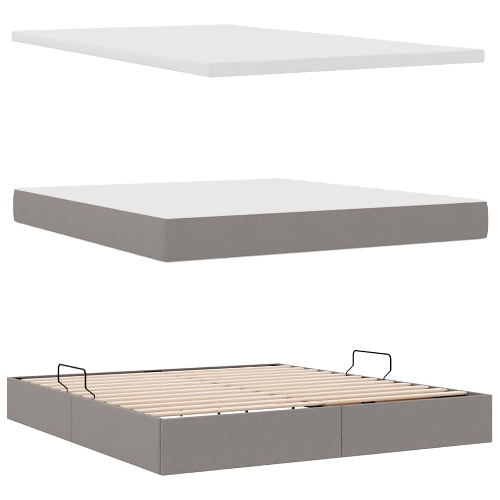Aufbewahrungsbett mit Matratze Hellgrau 90 x 190 cm Polyester