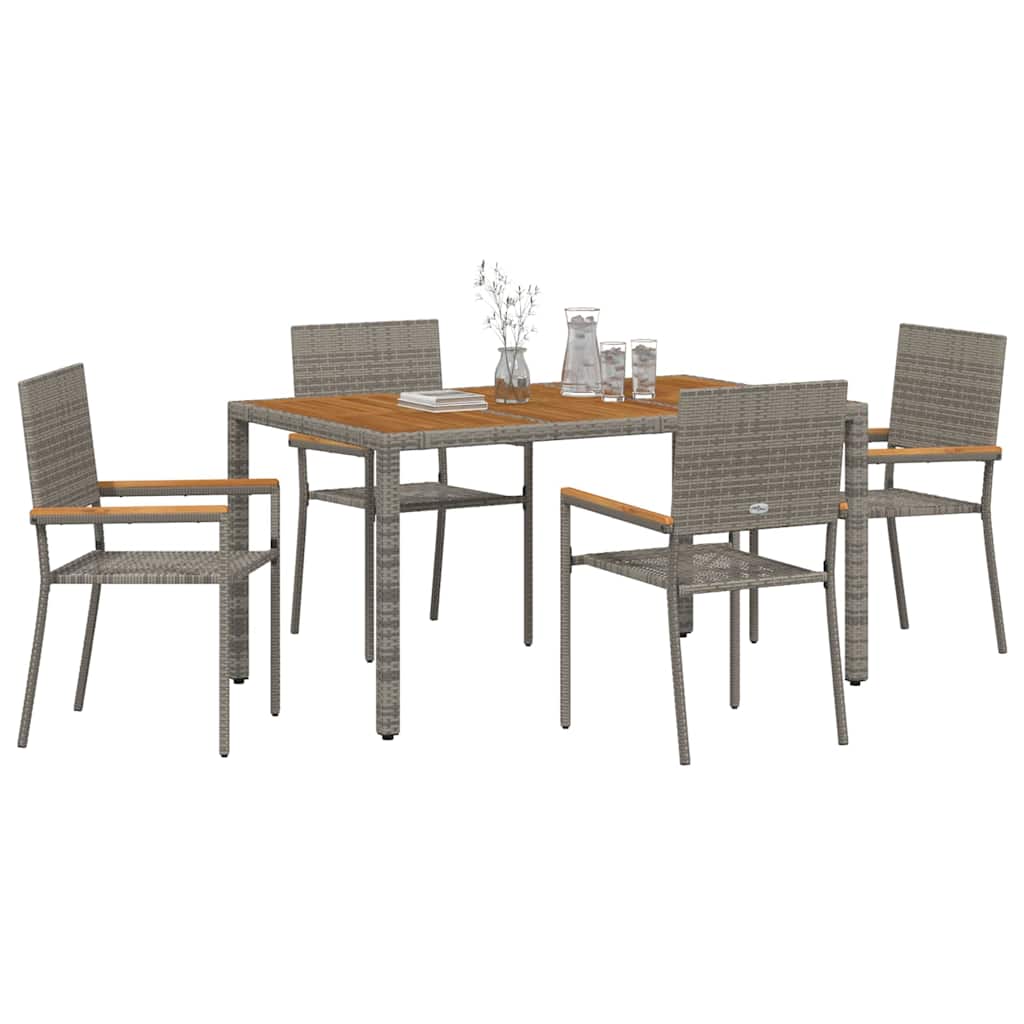 Garten Essgruppe 3 pcs Schwarz Poly-Rattan