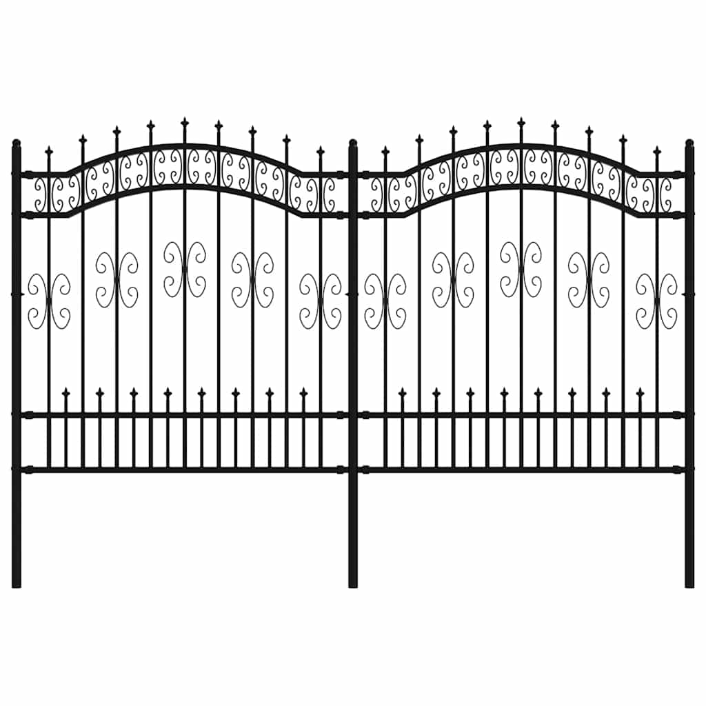 Gartenzaun KAMPEN mit Speerspitze Schwarz 240 x 75 cm Stahl