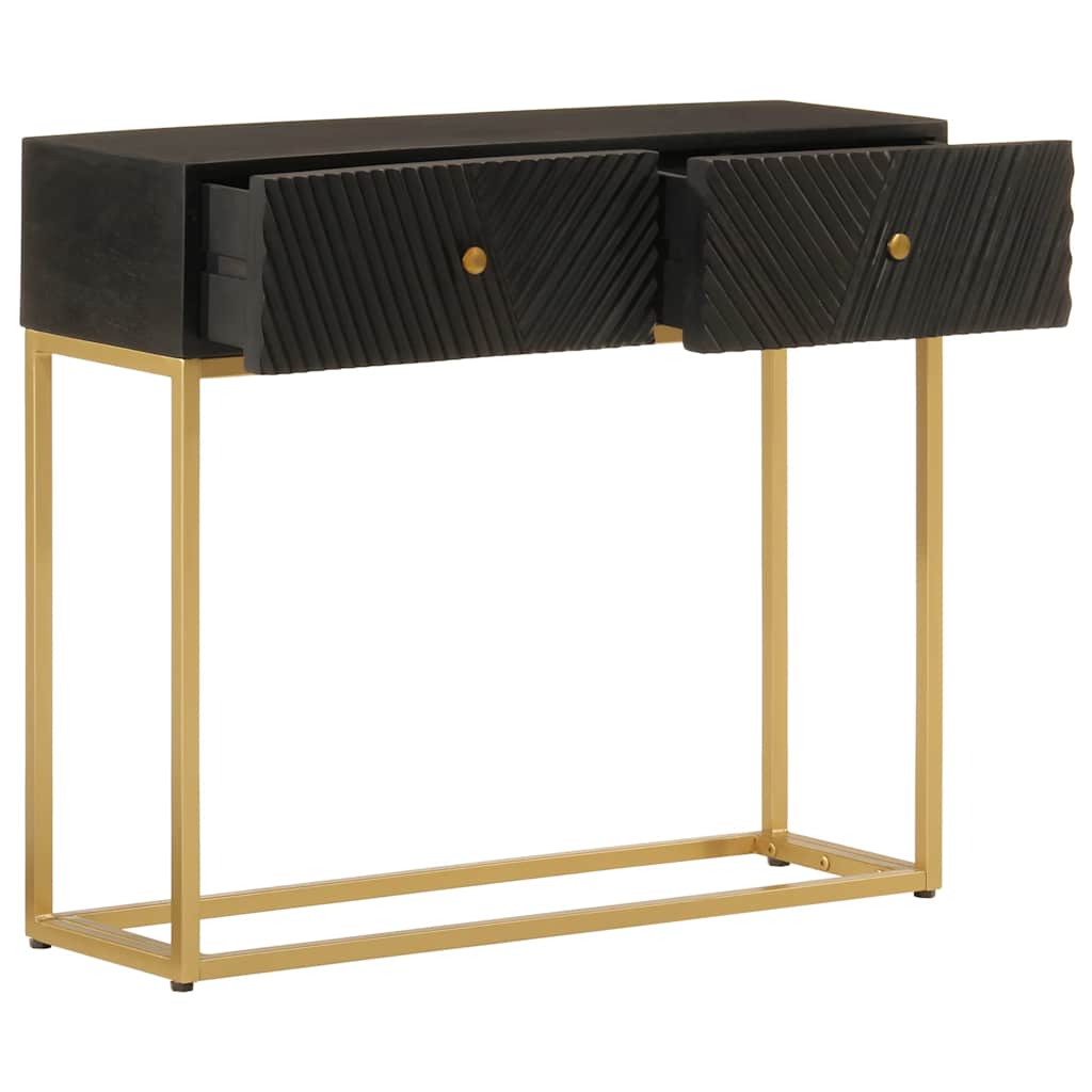 Nachttisch Schwarz 40x30x50 cm Massivholz Mango und Eisen