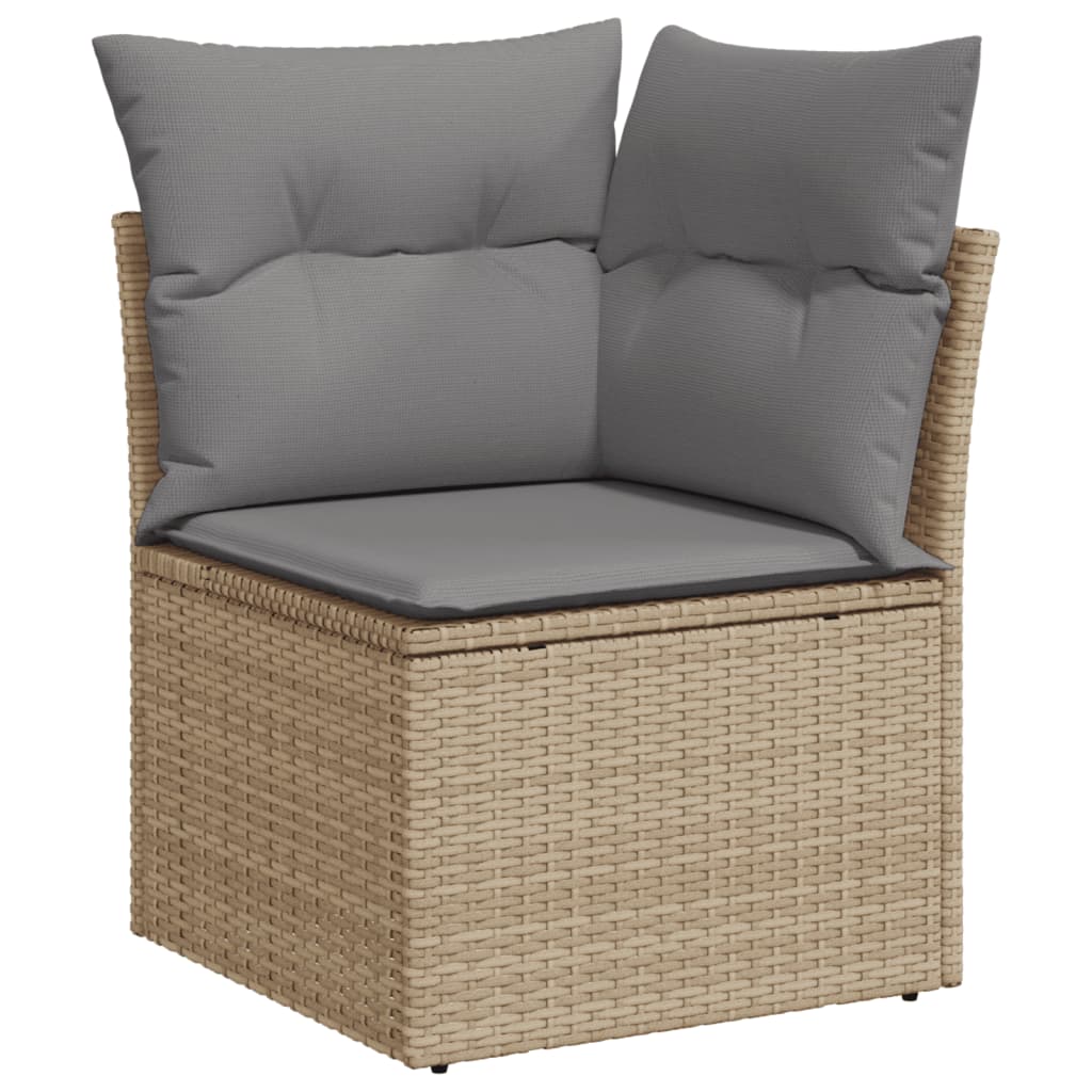6-tlg. Garten-Sofagarnitur mit Kissen Schwarz Poly Rattan
