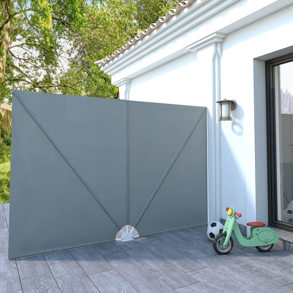 Faltbarer Terrassen-Seitenfächer Grau 240 × 160 cm