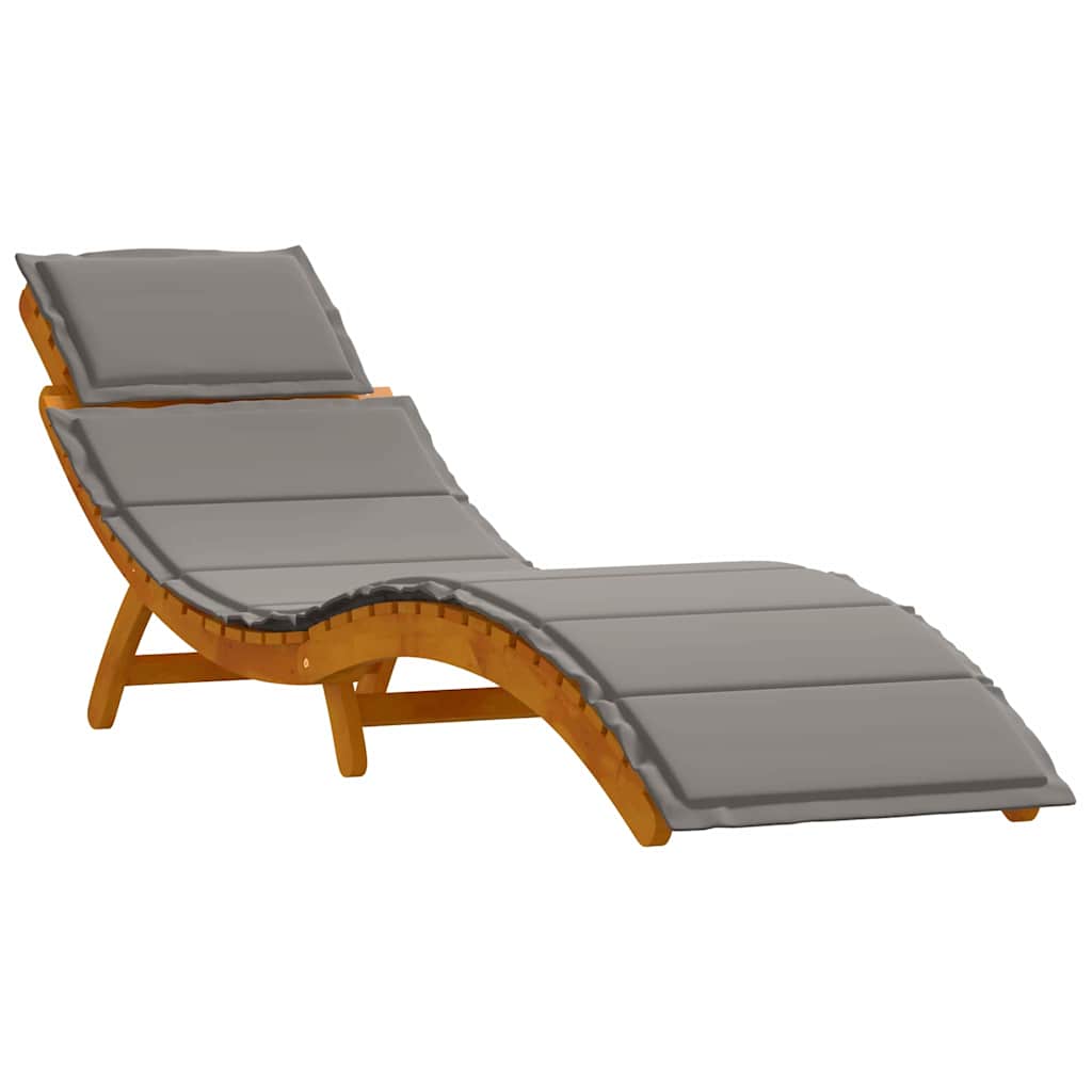 Sonnenliege mit Auflage Beige Massivholz Akazie