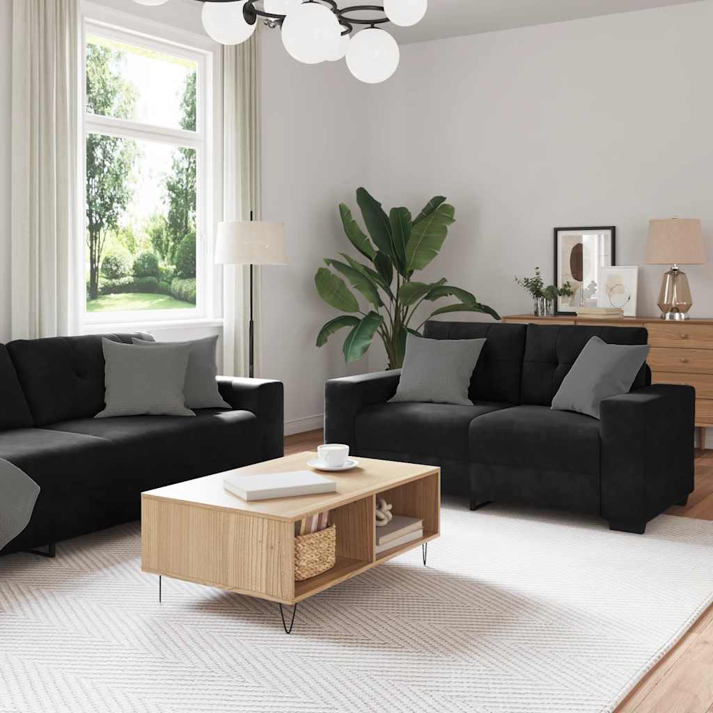 2-teiliges Sofa-Set mit Kissen, hellgrauer Samt