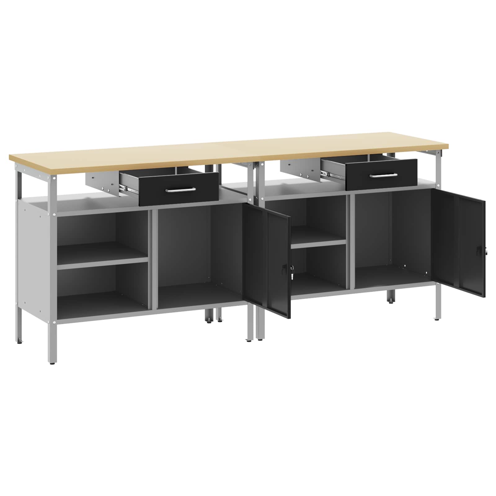 Werkbank-Set mit Schubladen 2 pcs Rot und Grau 200 x 55 x 85 cm