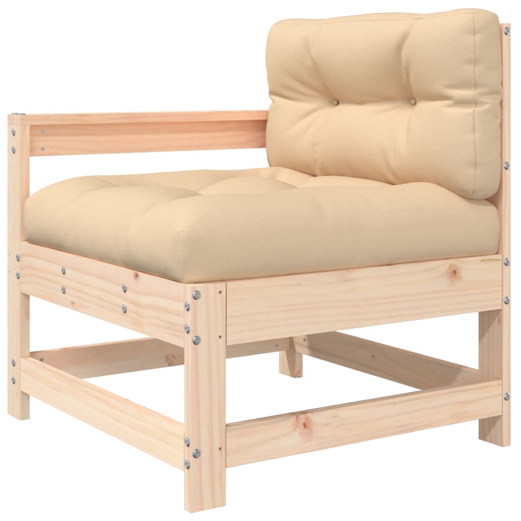 10-tlg. Garten-Lounge-Set mit Kissen Schwarz Massivholz